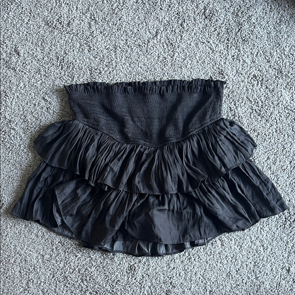 High Waisted Layered Ruffle Short/Mini Skort - Dark Grey